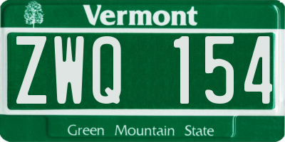 VT license plate ZWQ154