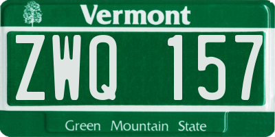VT license plate ZWQ157