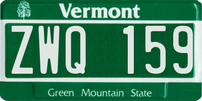 VT license plate ZWQ159