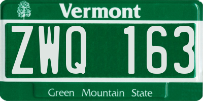 VT license plate ZWQ163
