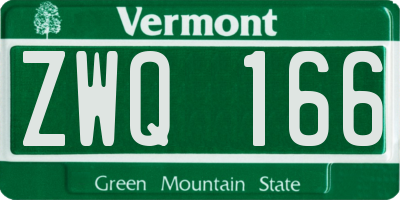 VT license plate ZWQ166