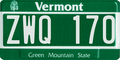 VT license plate ZWQ170