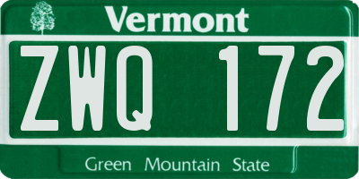 VT license plate ZWQ172