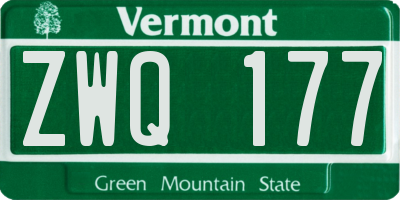 VT license plate ZWQ177