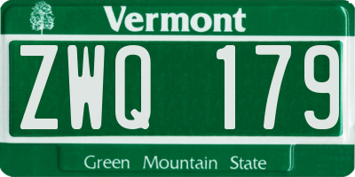 VT license plate ZWQ179