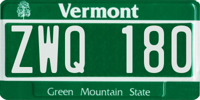 VT license plate ZWQ180