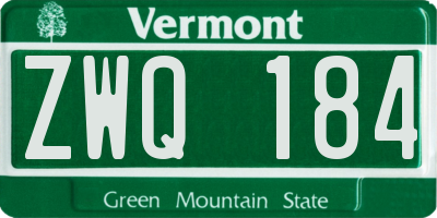VT license plate ZWQ184