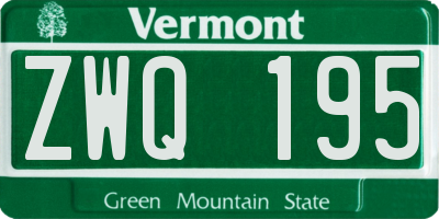 VT license plate ZWQ195