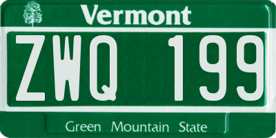 VT license plate ZWQ199