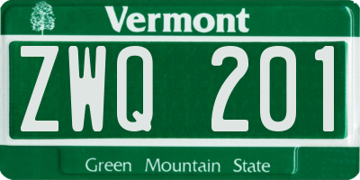 VT license plate ZWQ201