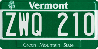 VT license plate ZWQ210