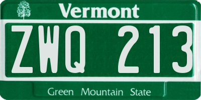 VT license plate ZWQ213