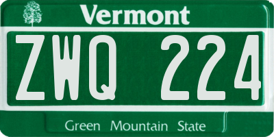 VT license plate ZWQ224