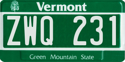 VT license plate ZWQ231