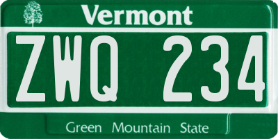 VT license plate ZWQ234