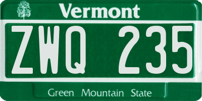 VT license plate ZWQ235