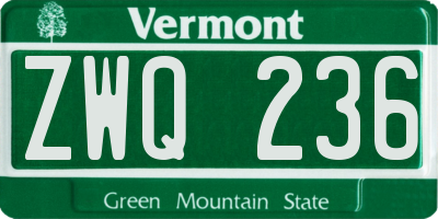 VT license plate ZWQ236
