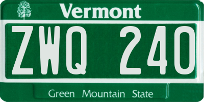 VT license plate ZWQ240