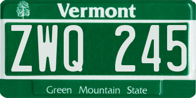 VT license plate ZWQ245