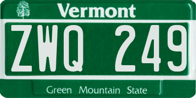 VT license plate ZWQ249