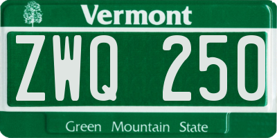 VT license plate ZWQ250