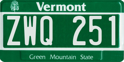 VT license plate ZWQ251