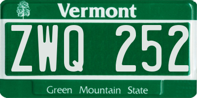 VT license plate ZWQ252