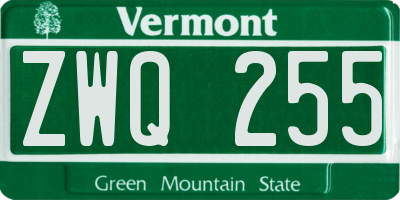 VT license plate ZWQ255