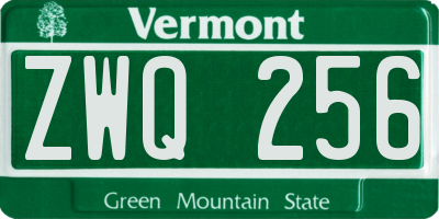 VT license plate ZWQ256