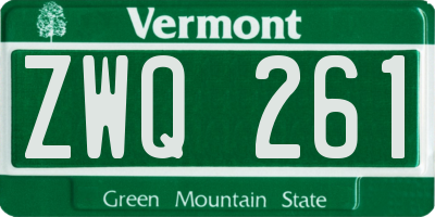 VT license plate ZWQ261
