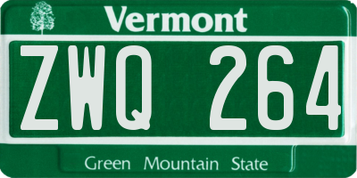 VT license plate ZWQ264