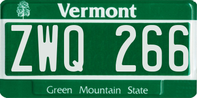 VT license plate ZWQ266