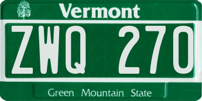 VT license plate ZWQ270