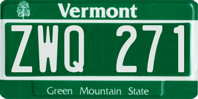 VT license plate ZWQ271