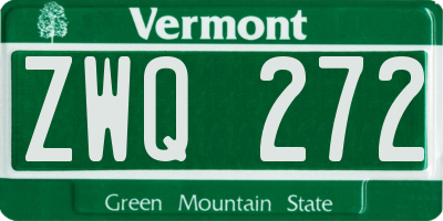 VT license plate ZWQ272