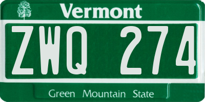 VT license plate ZWQ274