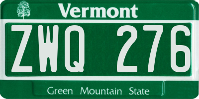 VT license plate ZWQ276