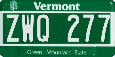 VT license plate ZWQ277
