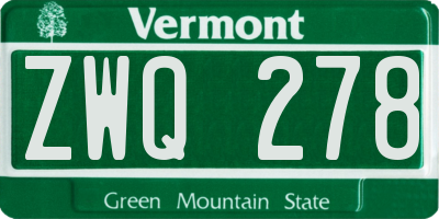 VT license plate ZWQ278