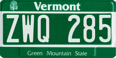 VT license plate ZWQ285