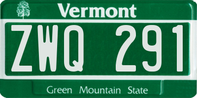 VT license plate ZWQ291