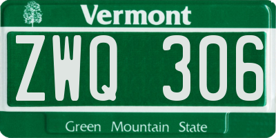 VT license plate ZWQ306