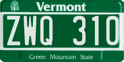 VT license plate ZWQ310