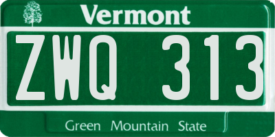 VT license plate ZWQ313