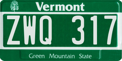VT license plate ZWQ317