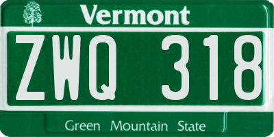 VT license plate ZWQ318