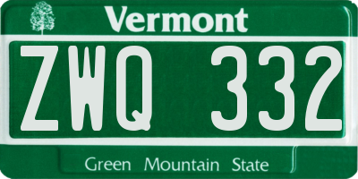 VT license plate ZWQ332