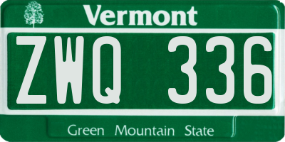 VT license plate ZWQ336