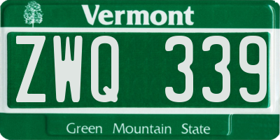 VT license plate ZWQ339
