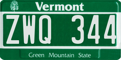 VT license plate ZWQ344